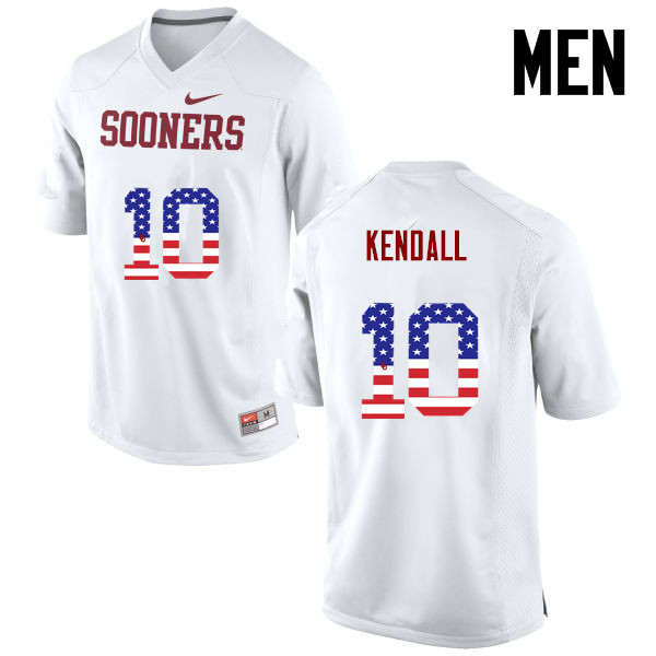 Oklahoma Sooners #10 Austin Kendall College Football USA Flag Fashion Jerseys-White